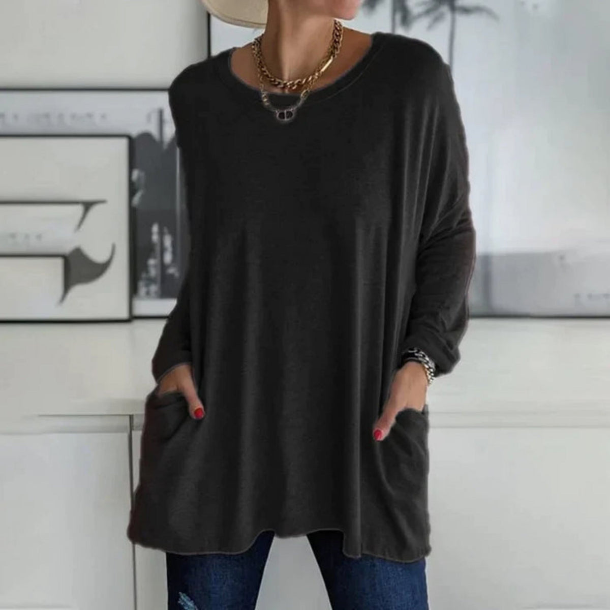 Women's Oversized Sweater | Side Pockets & Loose Fit 12