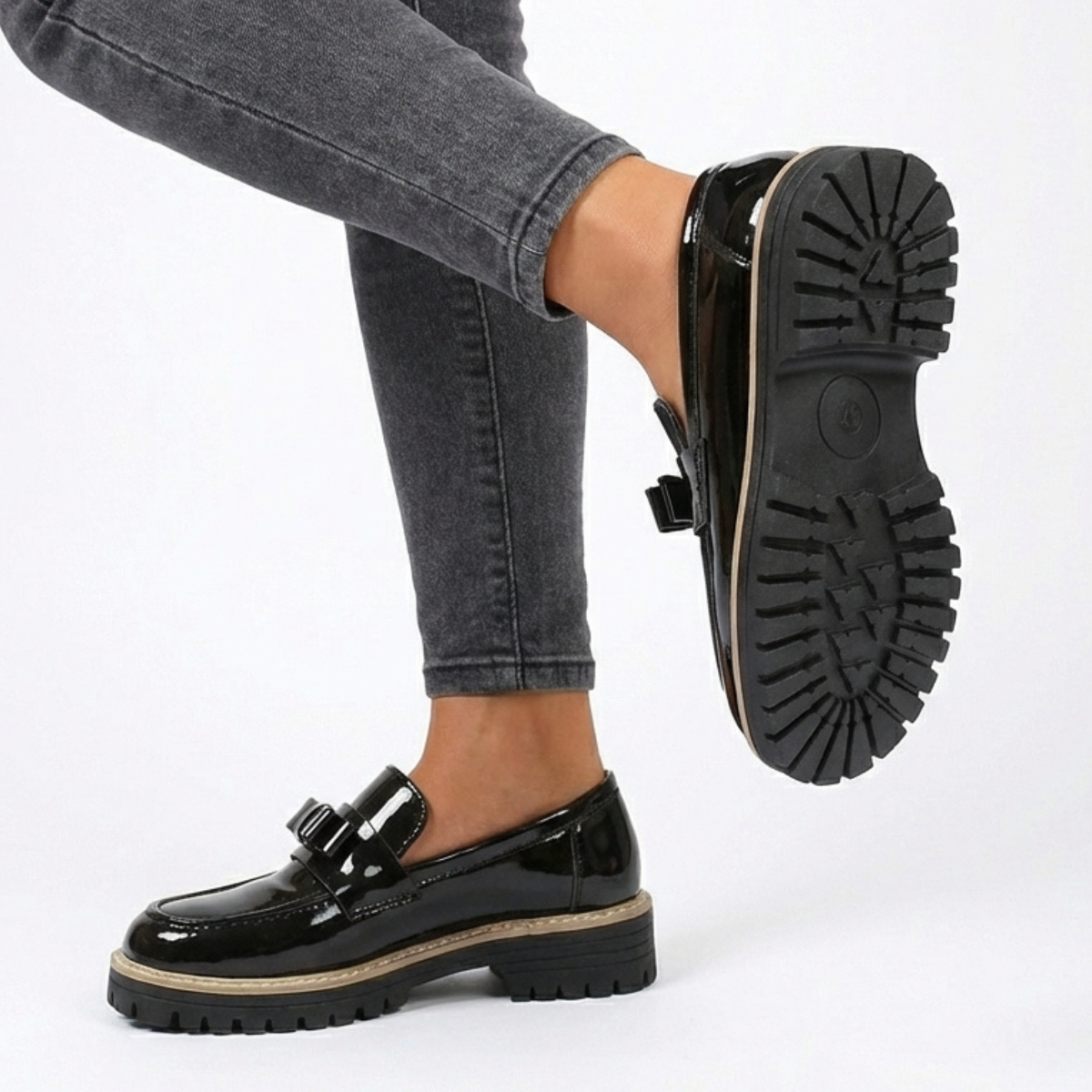 Women's Bow Loafers | Platform Lift & Glossy Shine 6