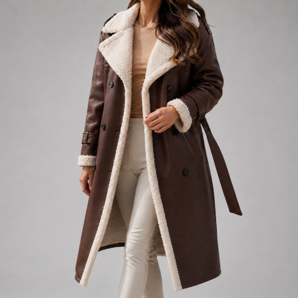 Women's Trench Coat | Belted & Sherpa-Lined 4
