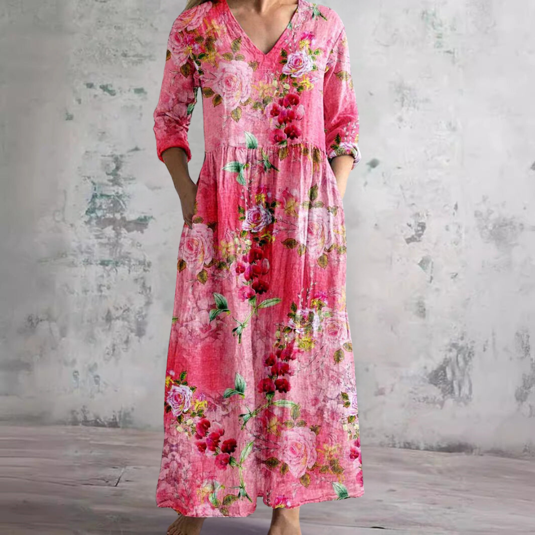 Amelie – Women V-Neck and Floral Pattern Dress 3