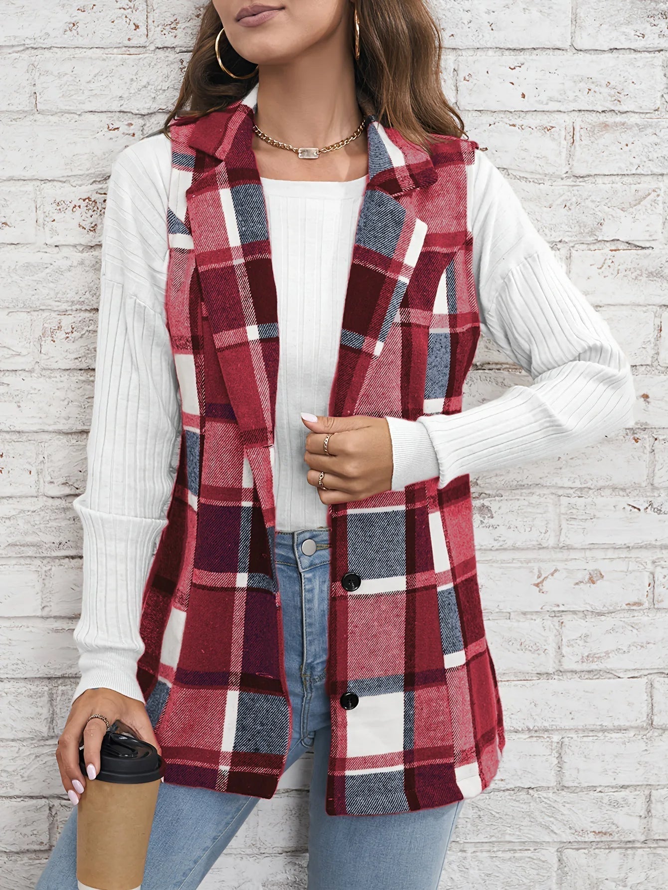 Drunelle | Elegant Tailored Check Waistcoat 10