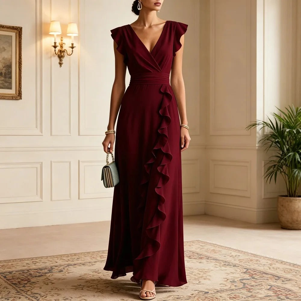 Grace | Women's Pleated Floral-Appliqué Sleeveless A-Line Evening Gown 0