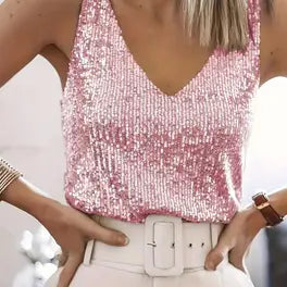 Jedah - Glitter Sequin Top with V-Neck 3