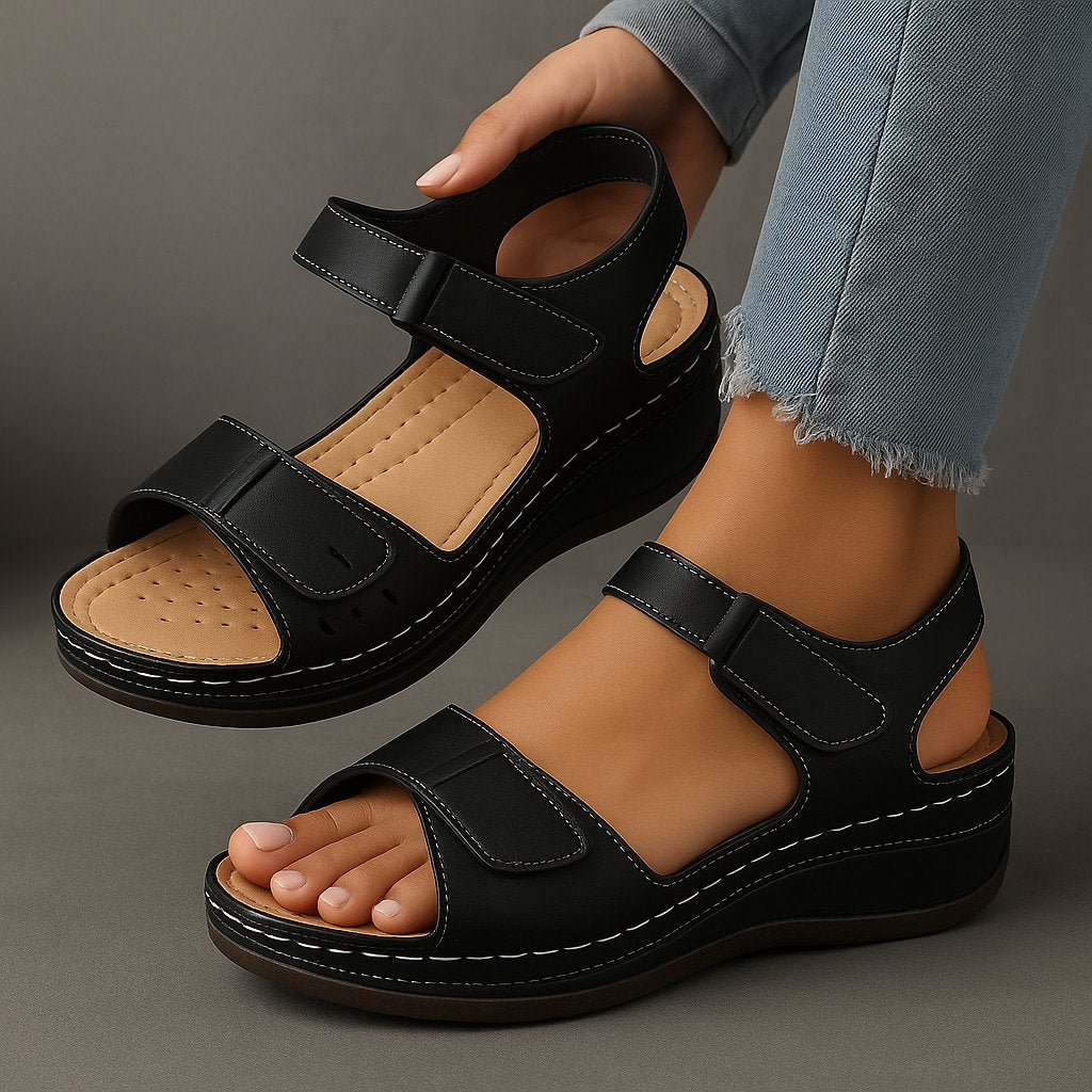 Lily | Women's Orthopedic Sandals Wedge Platform Adjustable Velcro 9
