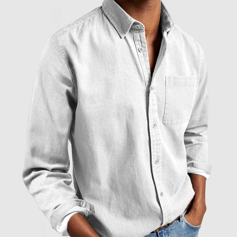 Long Sleeve Polo | Point Collar, Chest Pocket Detail
