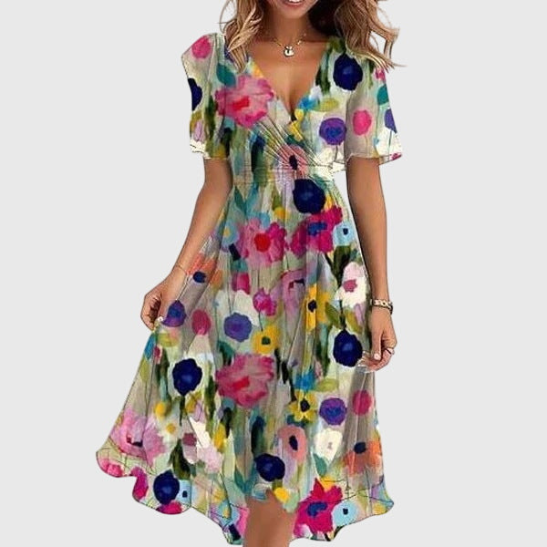 Midi Dress | Abstract Print Wrap