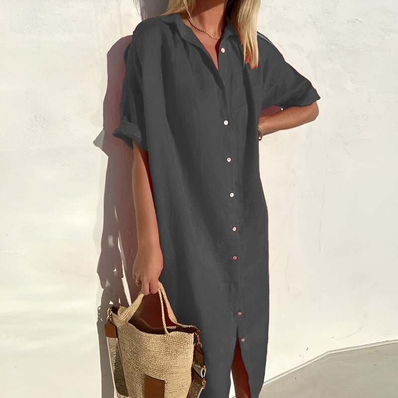 Solénaire - Breathable Cotton Summer Shirt Dress 4