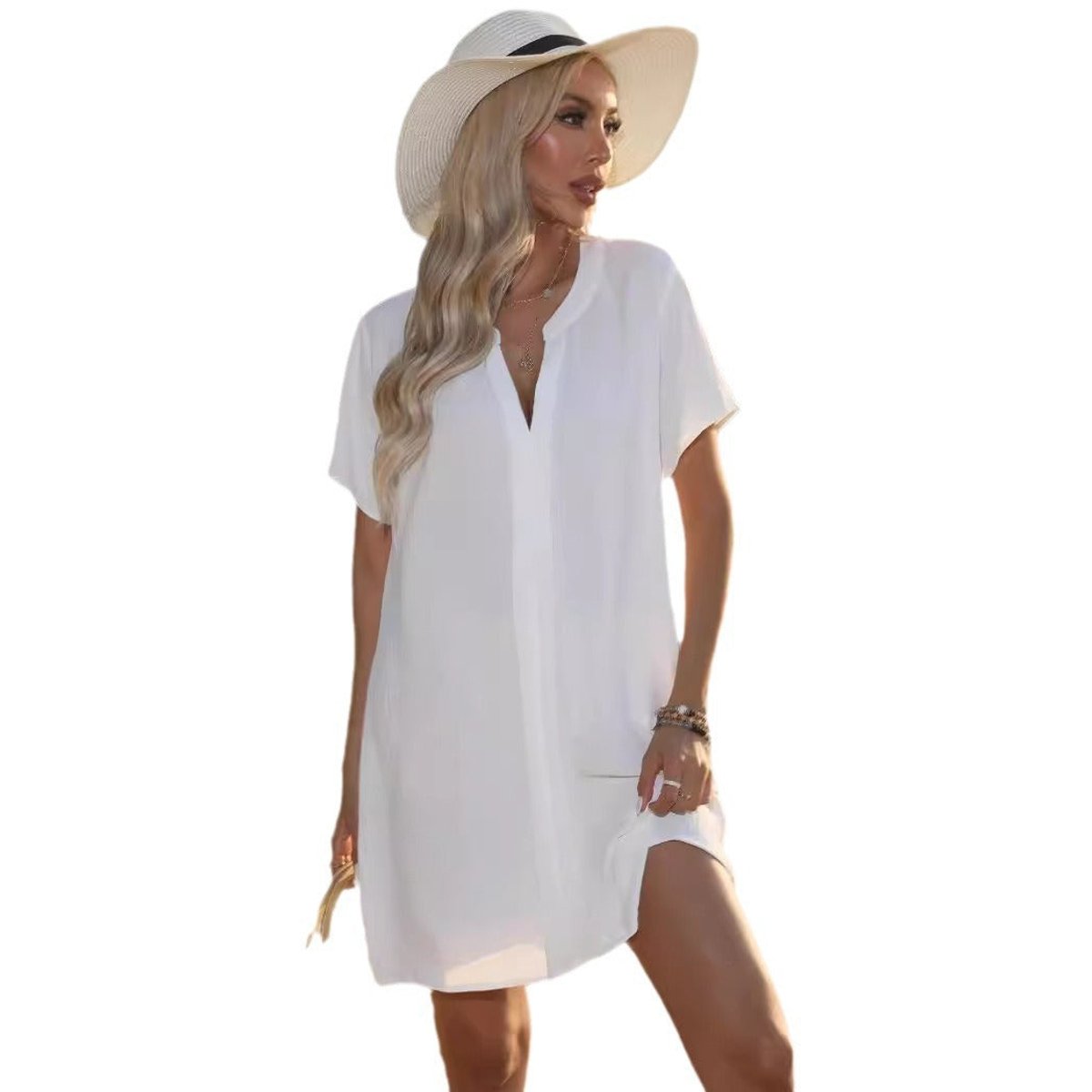 Summer Mini Dress | Relaxed V-Neck Beach Tunic
