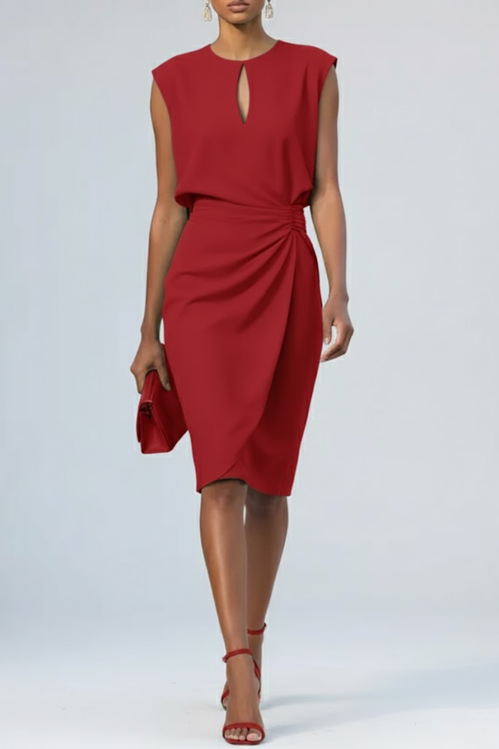 Victoria | Women’s Keyhole Neck Ruched Midi Dress 5