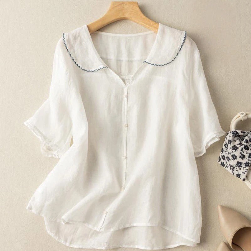 Women's Blouse | Button Front Scalloped Collar 4