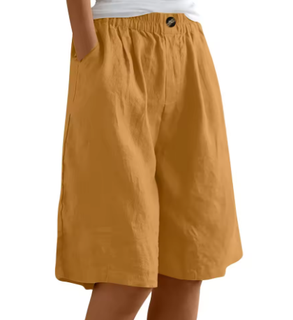 Women's Shorts | Elastic Waist Loose Fit Pocket 12