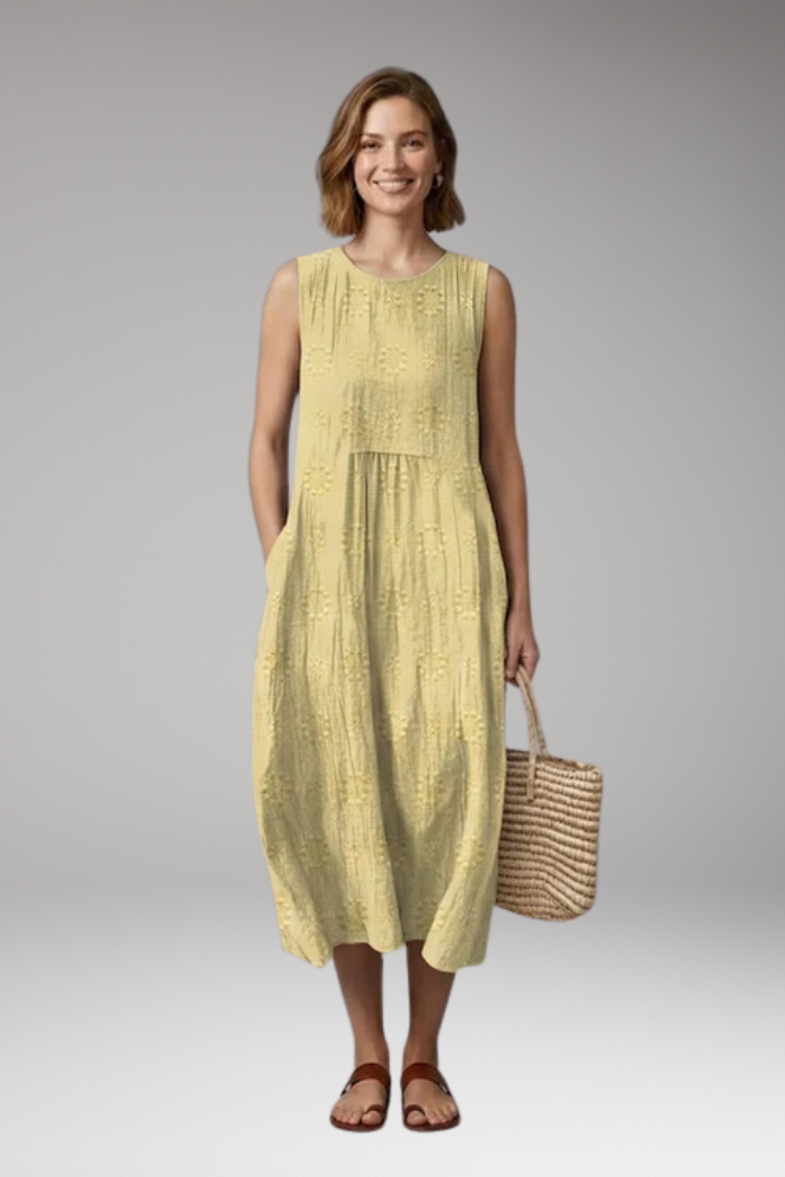 Women's Spring'Summer Dress with Round Neck and Pockets 10