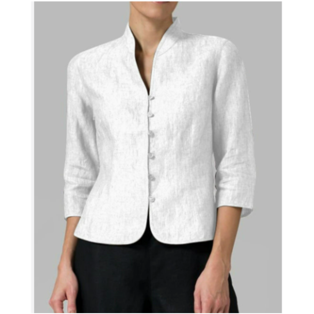 Women’s Stand-Up Collar Button-Up Blouse 2