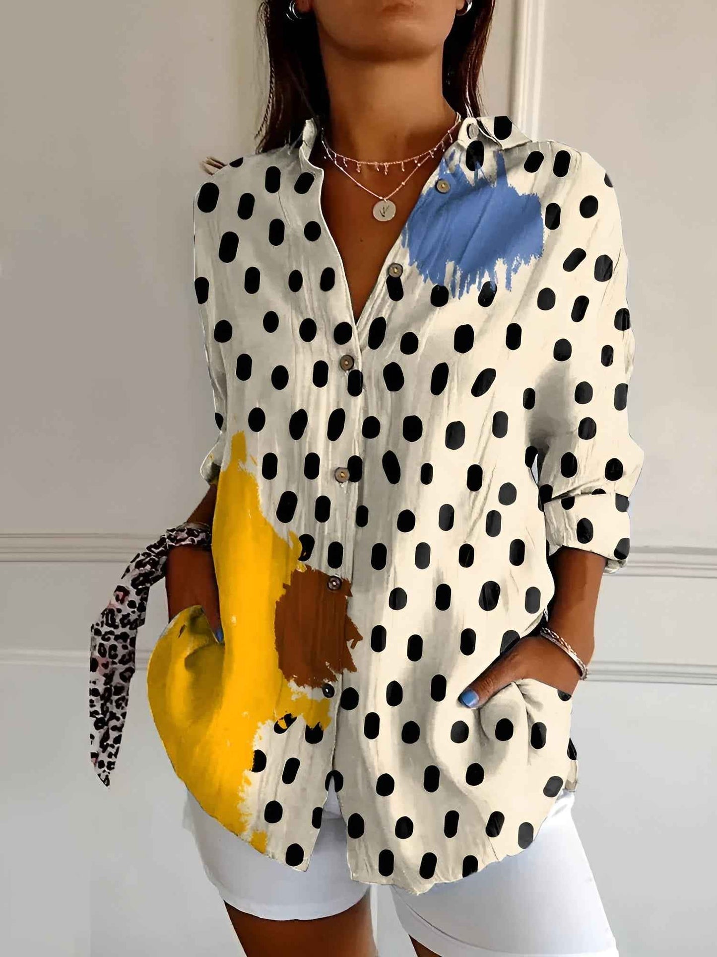 Women's Stylish Printed Button-Down Top 8