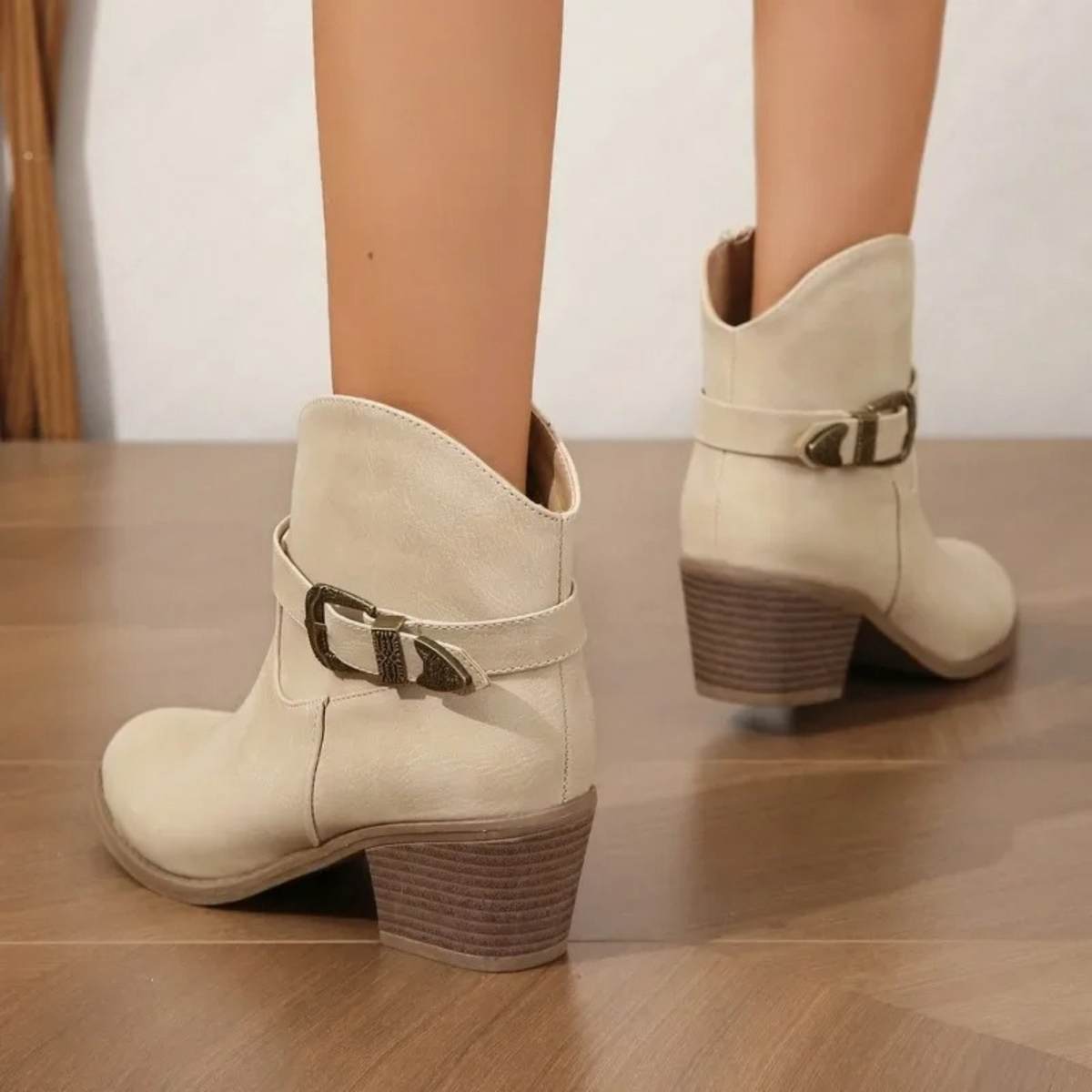 Women's Ankle Boots | Block Heel & Buckle Detail