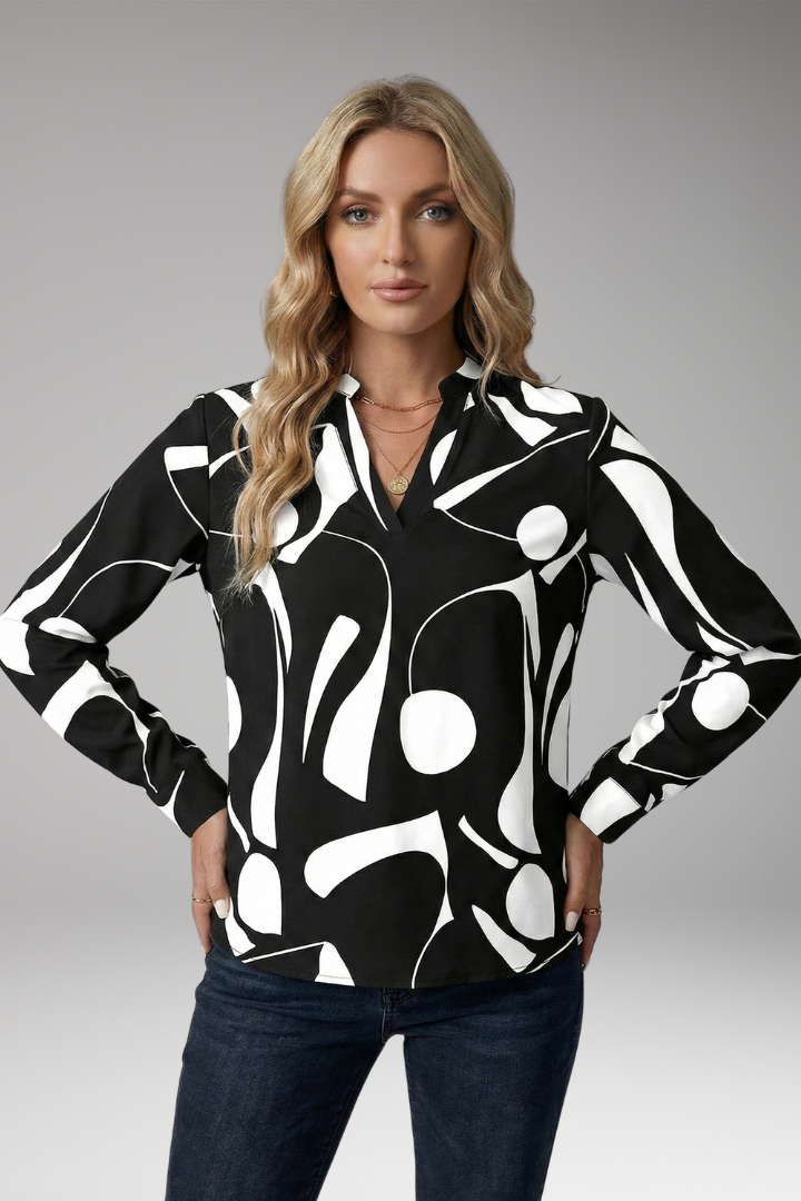 Women's Blouse | Covered Button Front With A Stand Collar