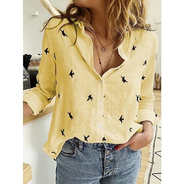 Women's Blouse | Linen Button Down Long Sleeve Shirt