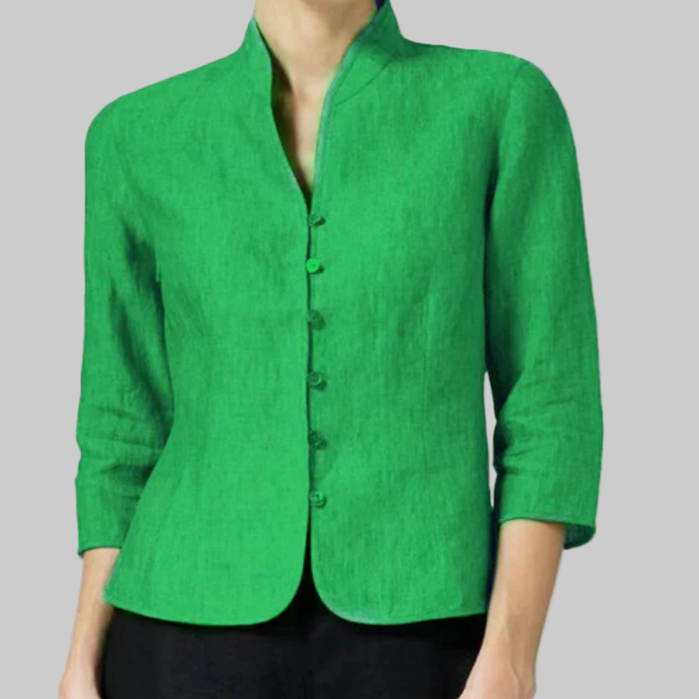 Women's Blouse | Stand Collar Button-Up