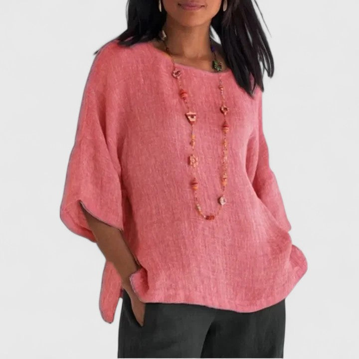 Women's Blouse | Textured Round Neck Oversized Top