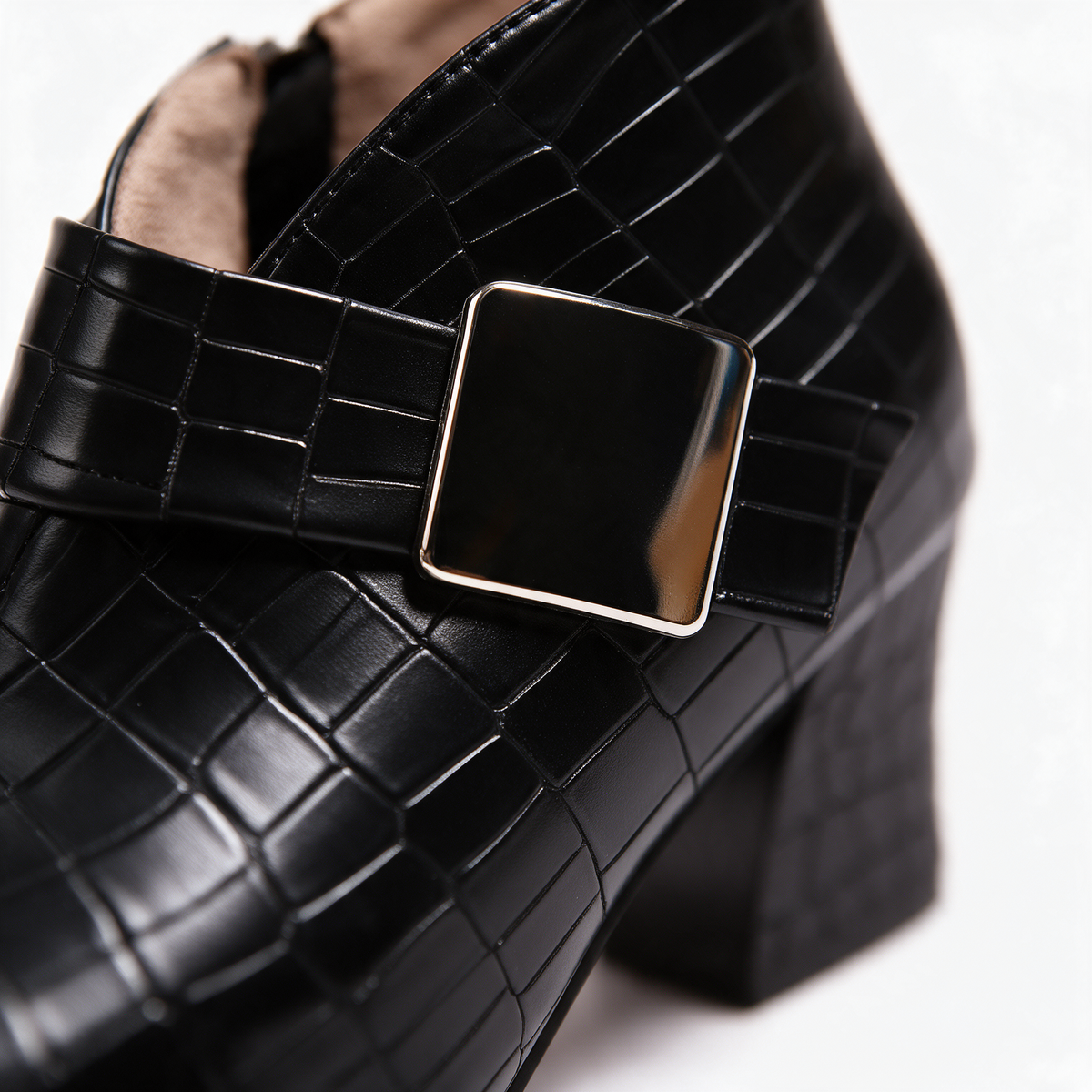 Women's Croc Block Boots | Buckle Strap & Side Zip 9