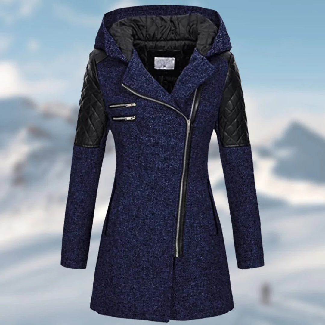 Women's Hooded Winter Coat | Belted Waist & Asymmetric Hem
