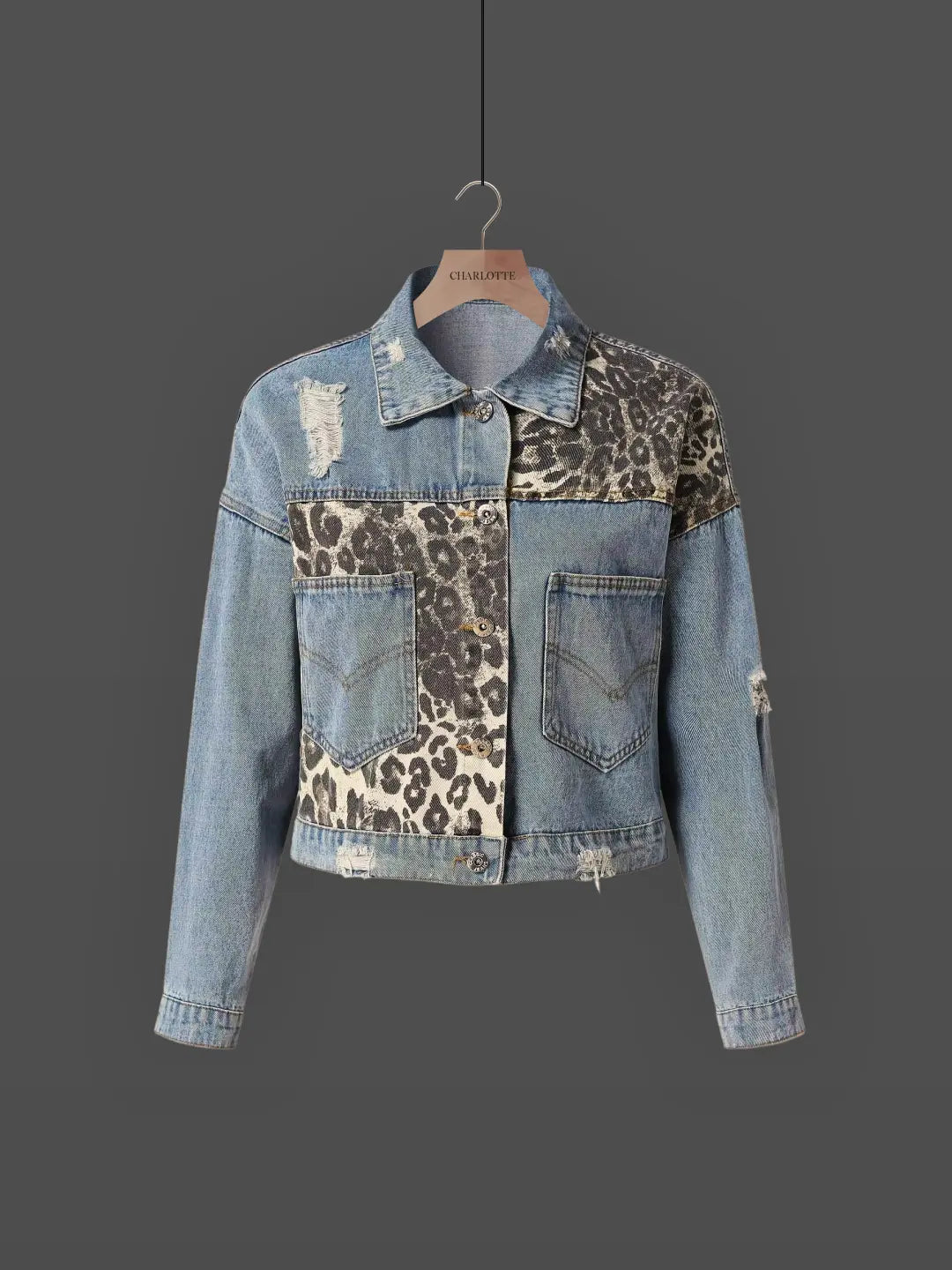 Women's Jacket | Leopard Panels, Cropped Boxy Fit
