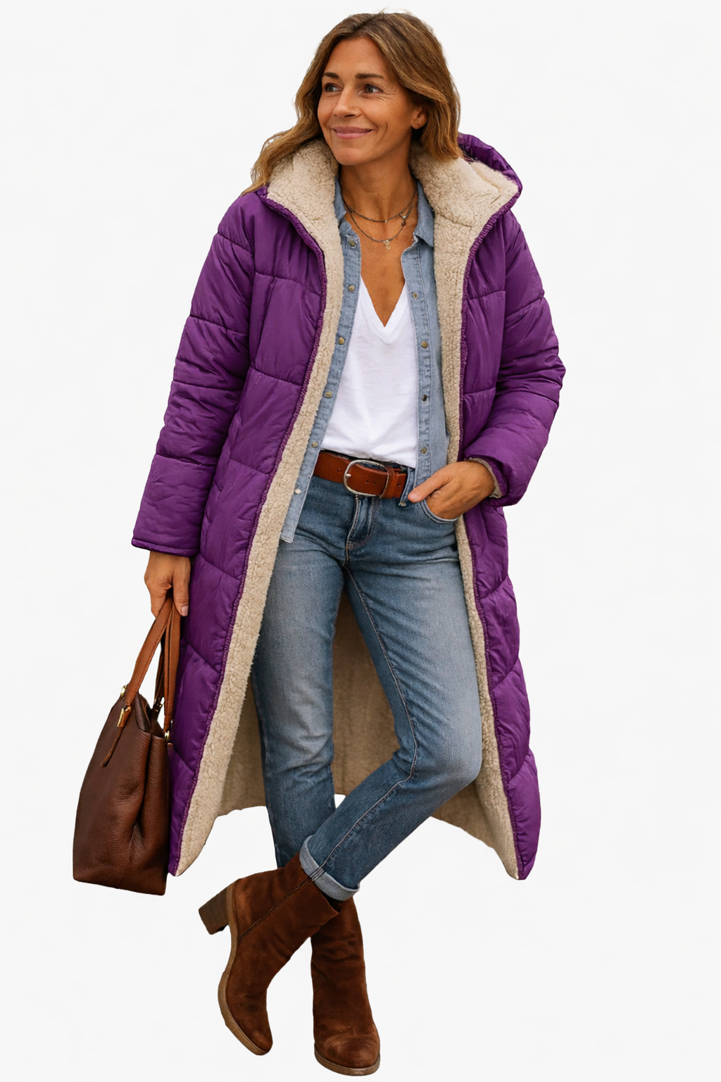 Women's Long Puffer Coat | Warm & Lined