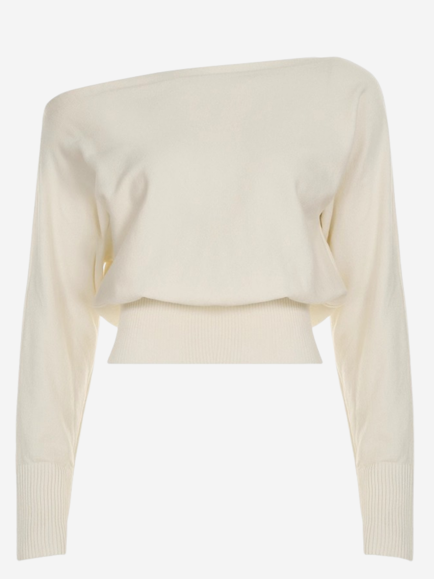 Women's Long Sleeve Top | Asymmetric Neck, Ribbed Cuffs