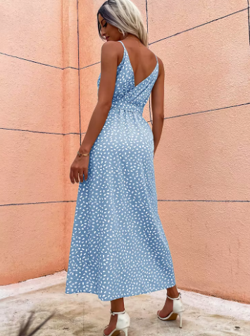 Women's Maxi Dress | Wrap Front Strappy Tie Waist Sundress