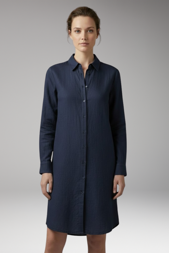Women's Mini Dress | Button-Through With A Point Collar
