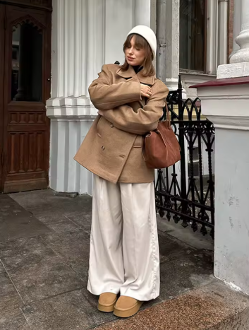 Women's Oversize Coat | Double Breasted, Notched Lapels