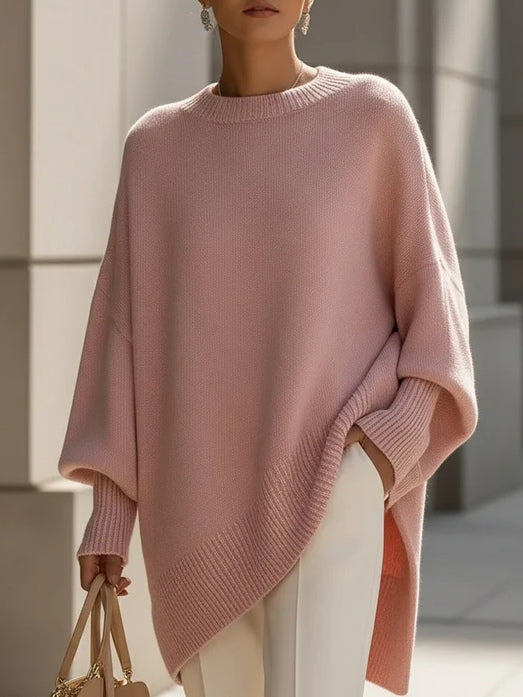 Women's Oversized Sweater | Batwing Sleeves, Pointed Hem