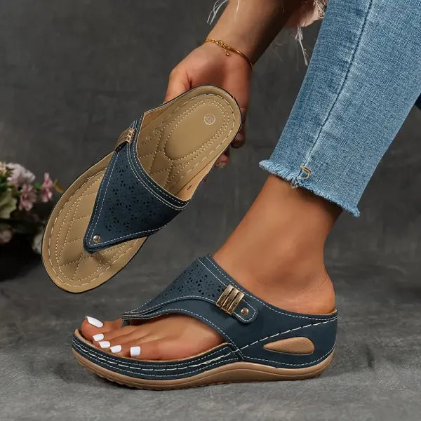 Women's Sandals | Cushioned Wedge Toe Post Comfort Sandals
