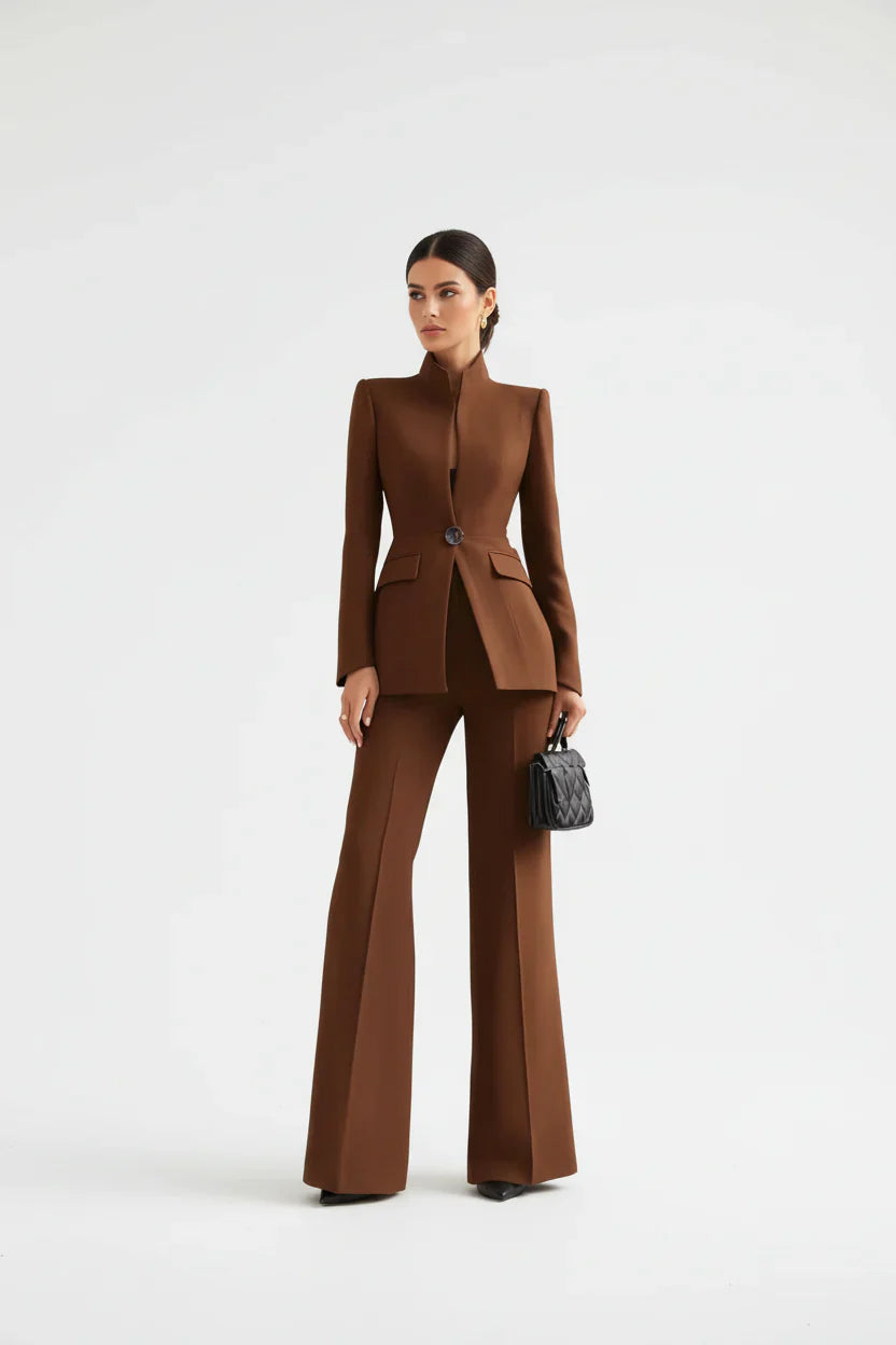 Women's Two Piece Set | Sculpted Blazer, Flared Trousers