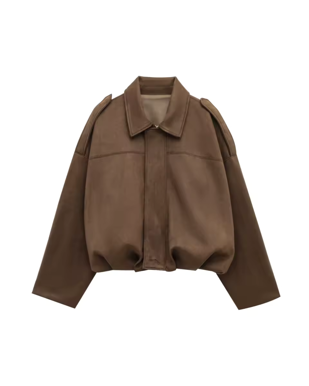Women's Cropped Oversized Jacket | Collared & Blouson Sleeve Design