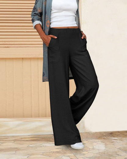 Women's Wide Leg Trousers | Elastic Waist Comfort 4