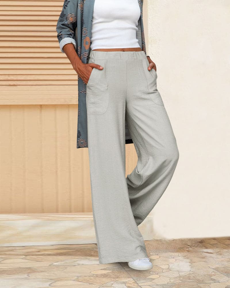 Women's Wide Leg Trousers | Elastic Waist Comfort 5