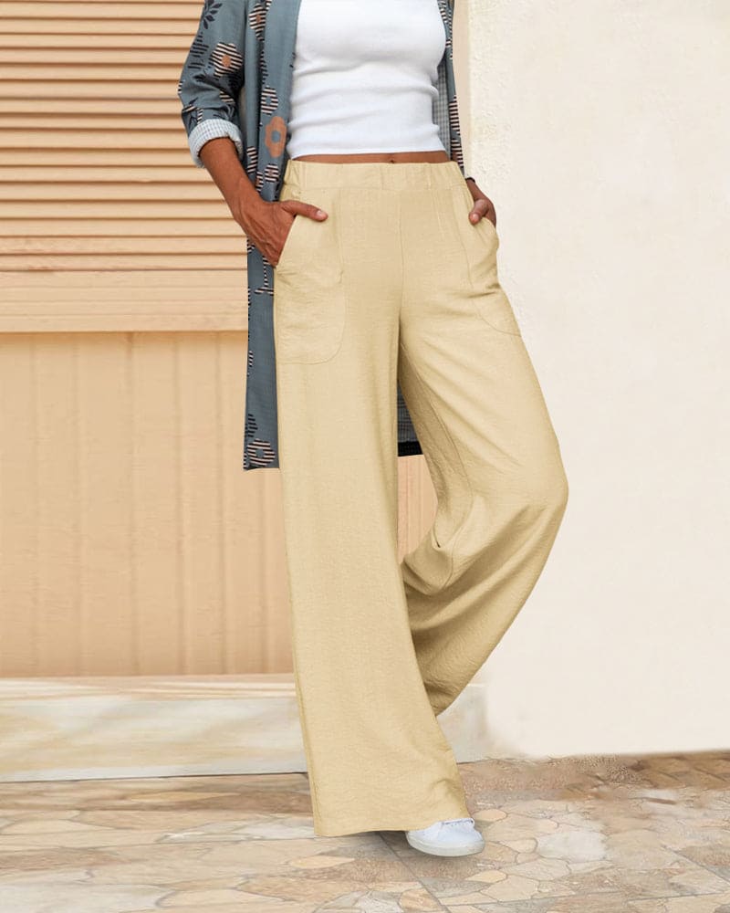 Women's Wide Leg Trousers | Elastic Waist Comfort 6