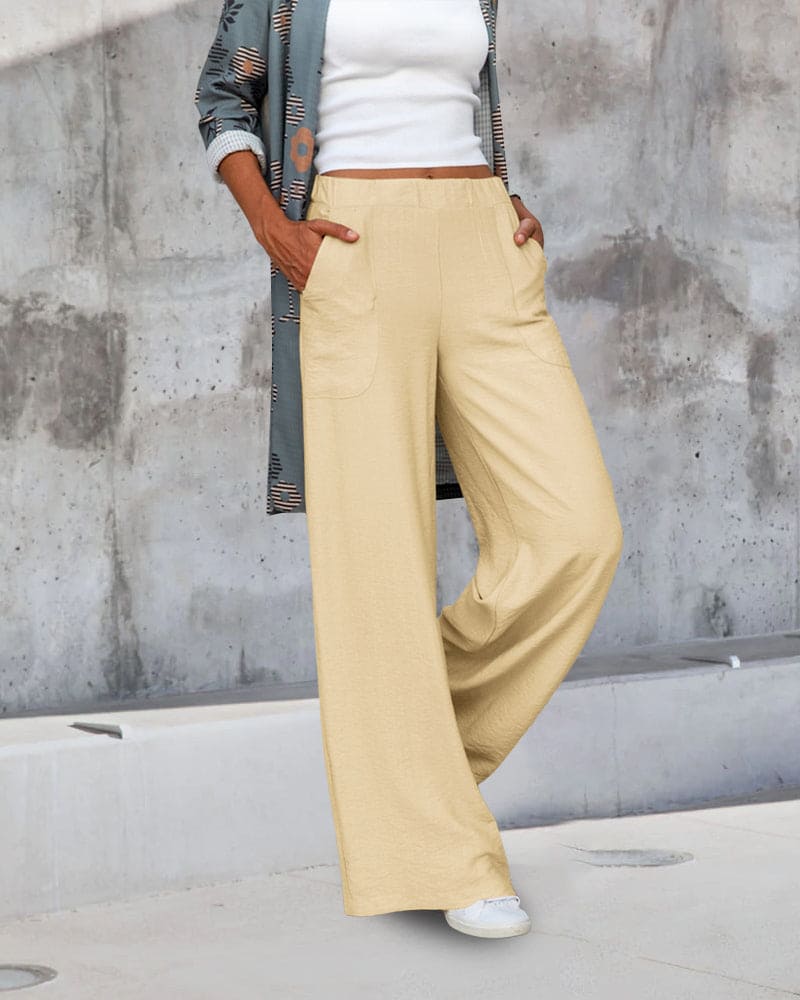 Women's Wide Leg Trousers | Elastic Waist Comfort 9