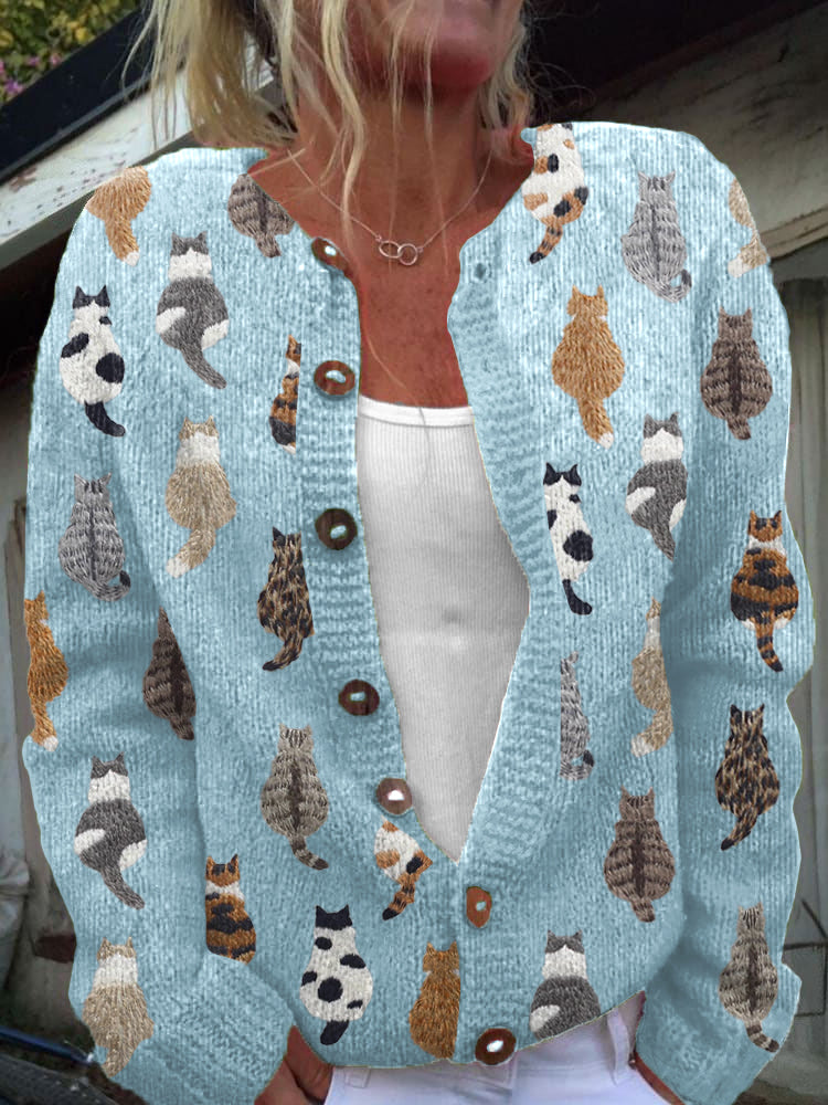 Women's Cat Print Cardigan | Soft & Cozy Fit 3