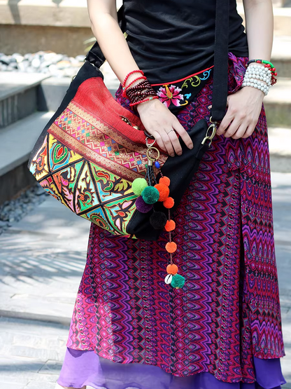 Women's Embroidered Shoulder Bag | Large Capacity & Zip Pockets 3