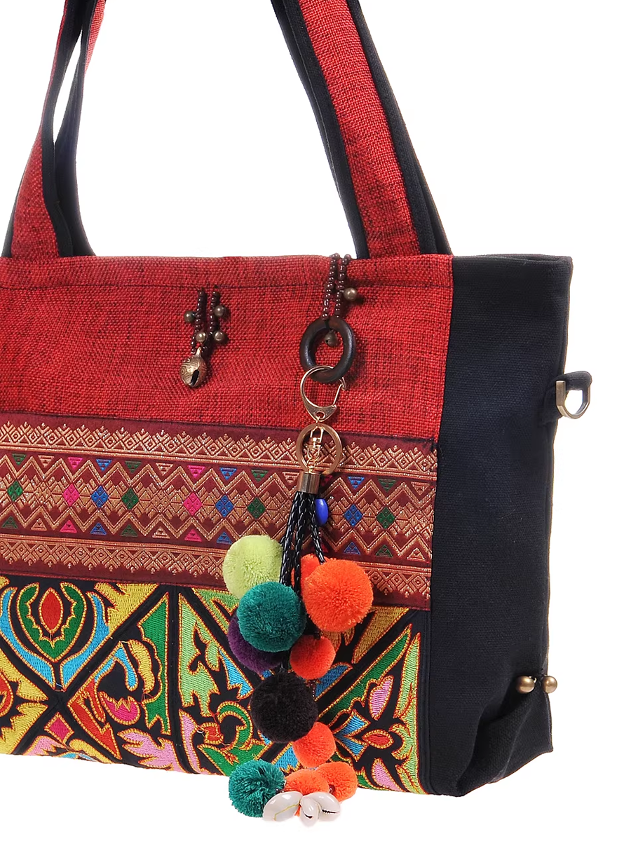 Women's Embroidered Shoulder Bag | Large Capacity & Zip Pockets 5