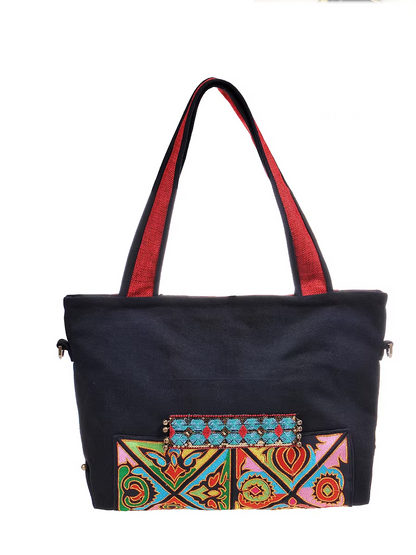 Women's Embroidered Shoulder Bag | Large Capacity & Zip Pockets 4