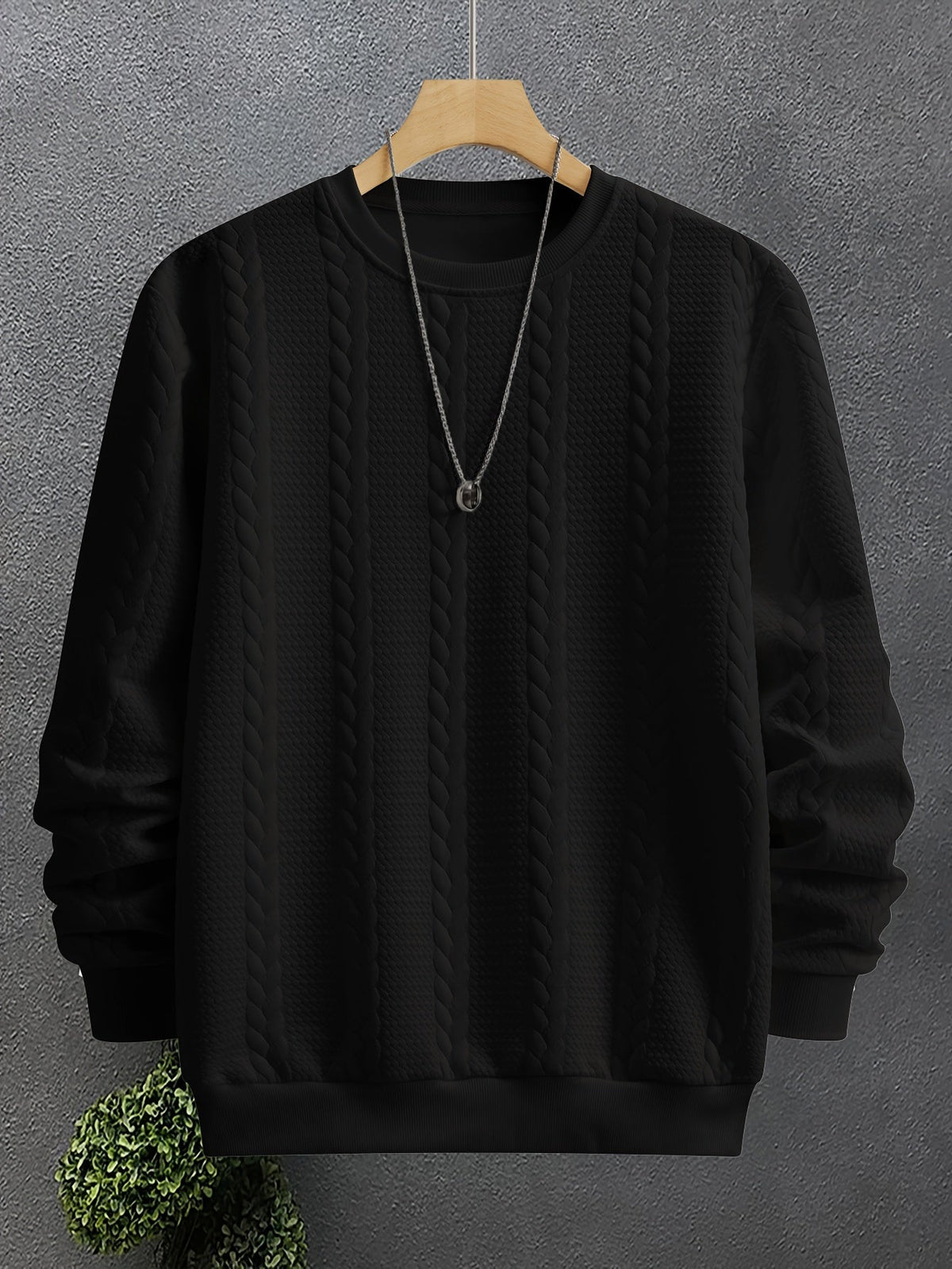 Men's Cable Knit Sweatshirt | Relaxed Fit & Textured 2