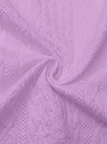 Pink cable knit zip up hoodie with ribbed cuffs and hood