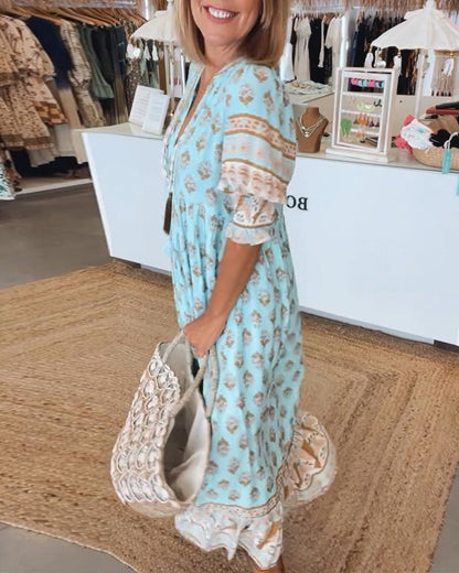 Mana | Floral V-Neck Dress for Stylish Occasions