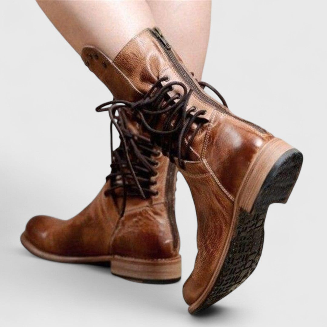 Women's Lace-Up Boots | Studded Mid-Calf Design 10