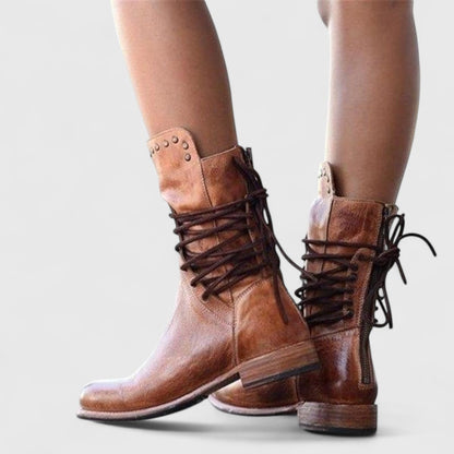 Women's Lace-Up Boots | Studded Mid-Calf Design 11