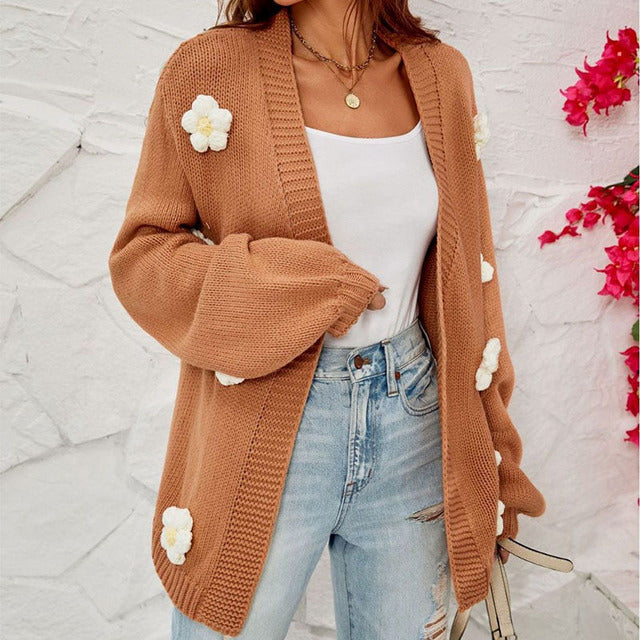 Women's Casual Cardigan | 3D Floral Design 3
