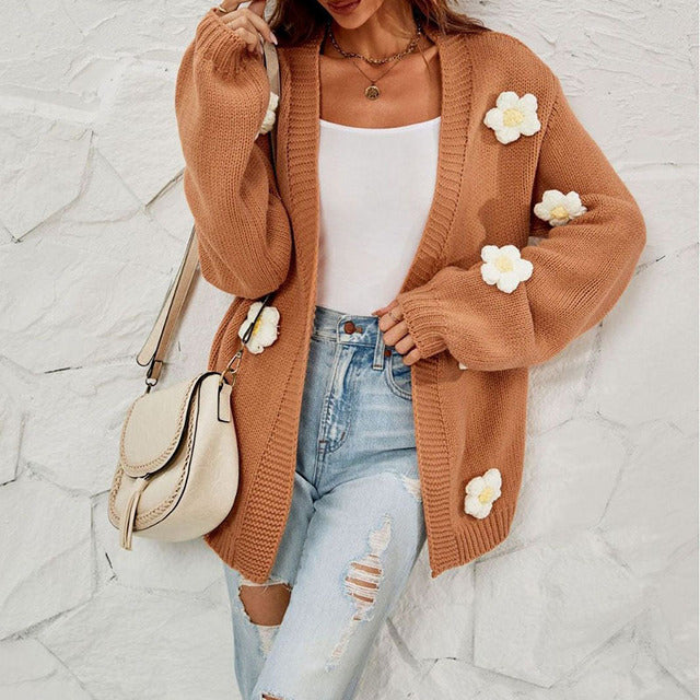 Women's Casual Cardigan | 3D Floral Design 5